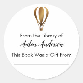 Pegatina Redonda De la Librería de globos aerostáticos Gold