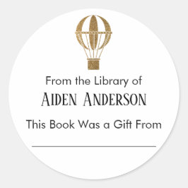 Pegatina Redonda De la Librería de globos aerostáticos Gold