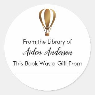 Pegatina Redonda De la Librería de globos aerostáticos Gold