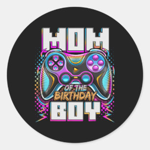 Pegatina Redonda De La Partida De Videojuego De Cumpleaños P