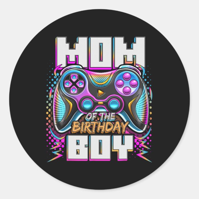 Pegatina Redonda De La Partida De Videojuego De Cumpleaños P (Anverso)