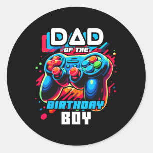 Pegatina Redonda De La Partida De Videojuego De Cumpleaños P