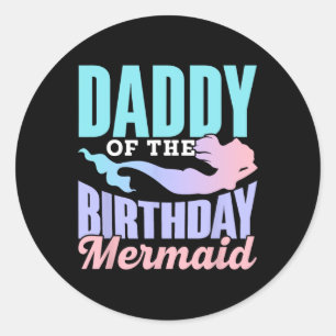 Pegatina Redonda De la sirena de cumpleaños papá padre padre Día Pa