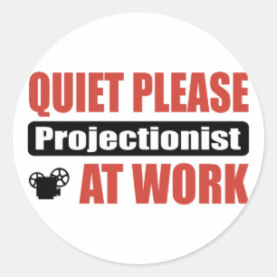 Pegatina Redonda De la tranquilidad operador de cámara por favor e