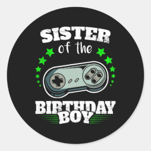 Pegatina Redonda De los Chicas del videojuego Birthday Boy Gift