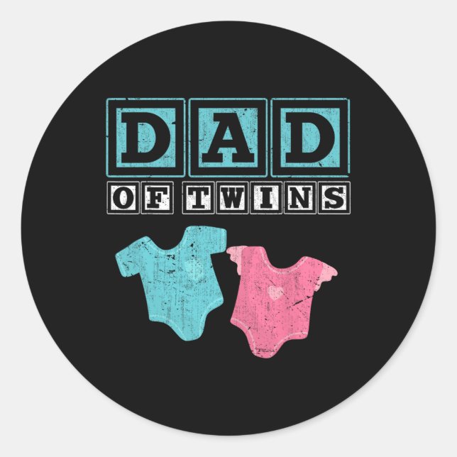 Pegatina Redonda De los gemelos Papi Padres Día Futuro Padres (Anverso)