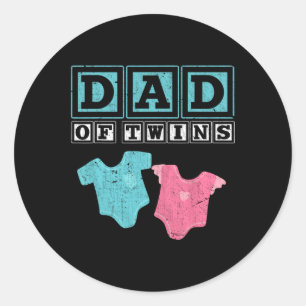Pegatina Redonda De los gemelos Papi Padres Día Futuro Padres