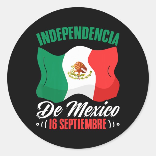 Pegatina Redonda De México 16 Septiembre Independencia Mexicana (Anverso)