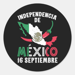 Pegatina Redonda De México 16 Septiembre Independencia Mexicana 1