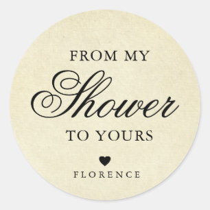 Pegatina Redonda De Mi Ducha A La Tuya Ducha De Novia Vintage
