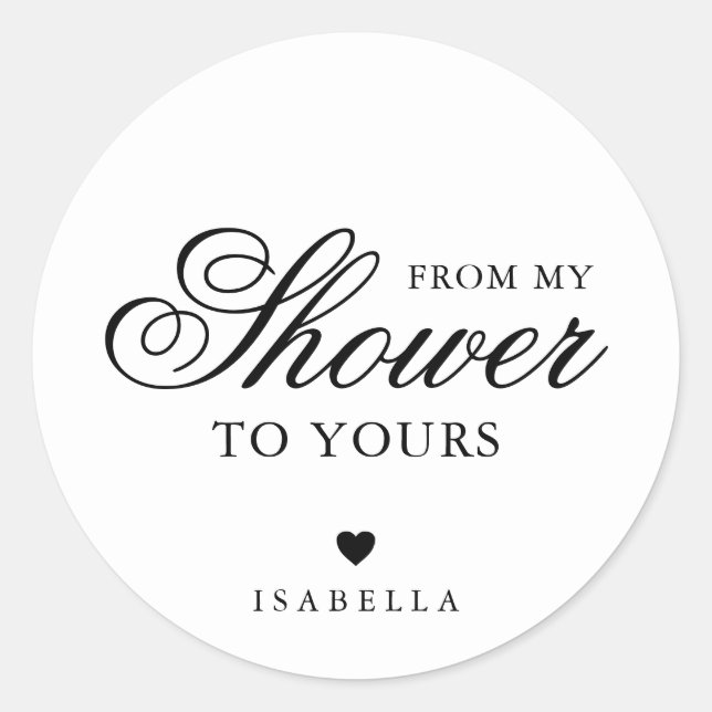 Pegatina Redonda De Mi Ducha A Tu Elegante Ducha Bridal (Anverso)