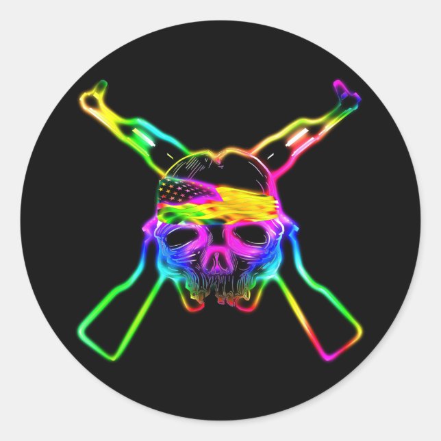 Pegatina Redonda De mis dedos muertos fríos de neón (Anverso)