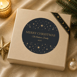 Pegatina redonda de Navidad celestial personalizad