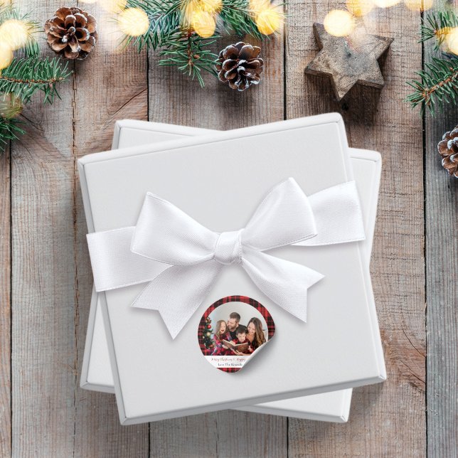 Pegatina redonda de Navidad con foto a cuadros de  (Subido por el creador)