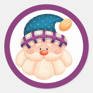 Pegatina redonda de Navidad de Papá Noel