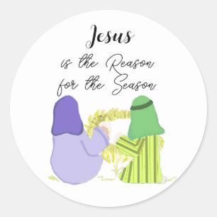 Pegatina redonda de Navidad Jesús es la razón