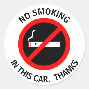 PEGATINA REDONDA DE NO FUMADORES EN ESTE COCHE. GRACIAS