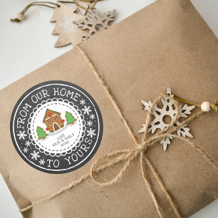 Pegatina Redonda De Nuestro Hogar A Los Tuyos   Navidades festivos