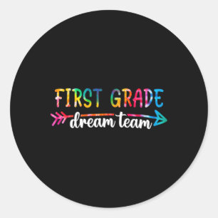 Pegatina Redonda De Nuevo A La Escuela Primer Grado Dream Team Stud
