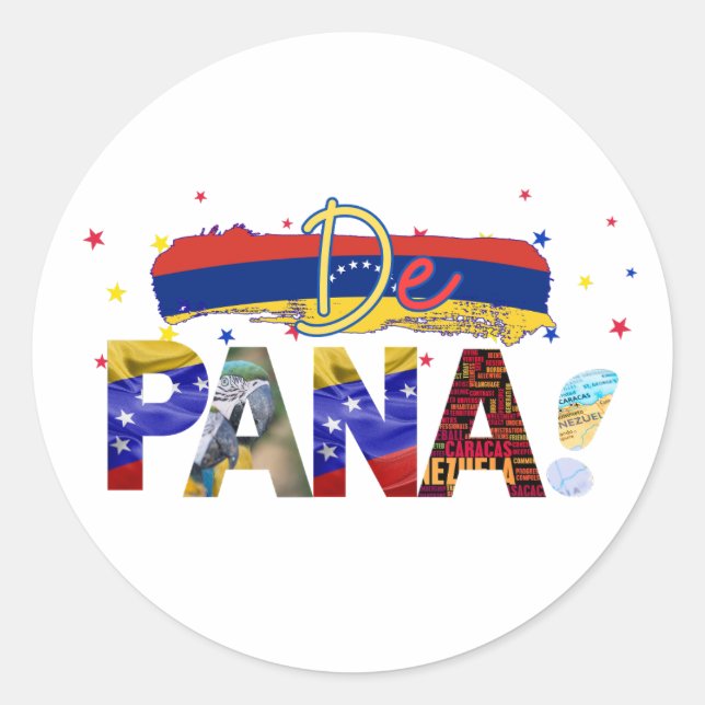 Pegatina Redonda De Pana Venezuela Slang Venezuelan Culture Lovers (Anverso)