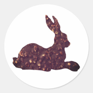 Pegatina redonda de Pascua, chocolate marrón