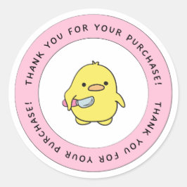 Pegatina Redonda de Pato Amarillo Lindo Gracias