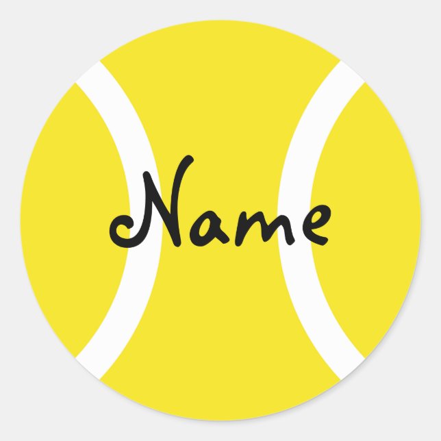 Pegatina redonda de pelota de tenis con texto pers (Anverso)