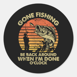Pegatina Redonda De pesca, vuelvo cuando termine la hora