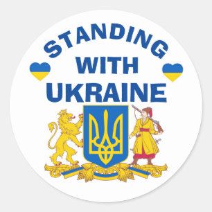 Pegatina Redonda DE PIE CON LOS Pegatinas UCRANIANOS