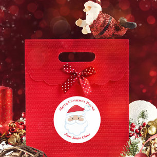 Pegatina Redonda De Santa Regalo Personalizado para Niños Navidad