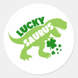 Pegatina Redonda 🦖 de ☘️ Saurus afortunado