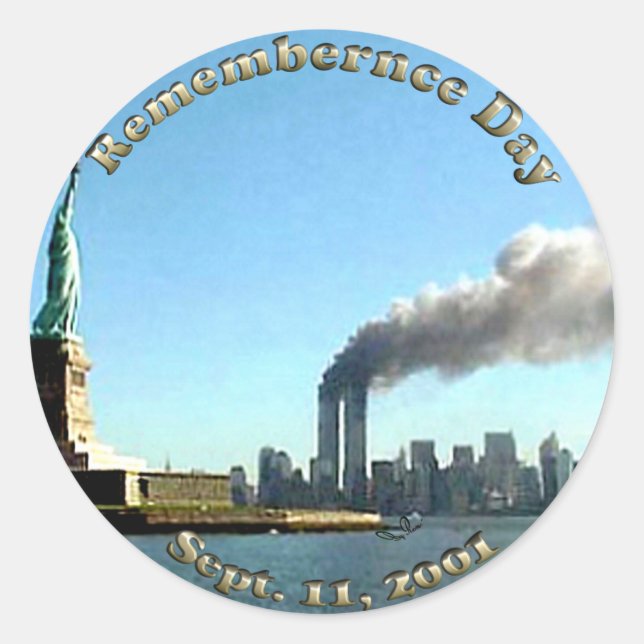 Pegatina Redonda De sept. del día de la conmemoración el 911 11, (Anverso)
