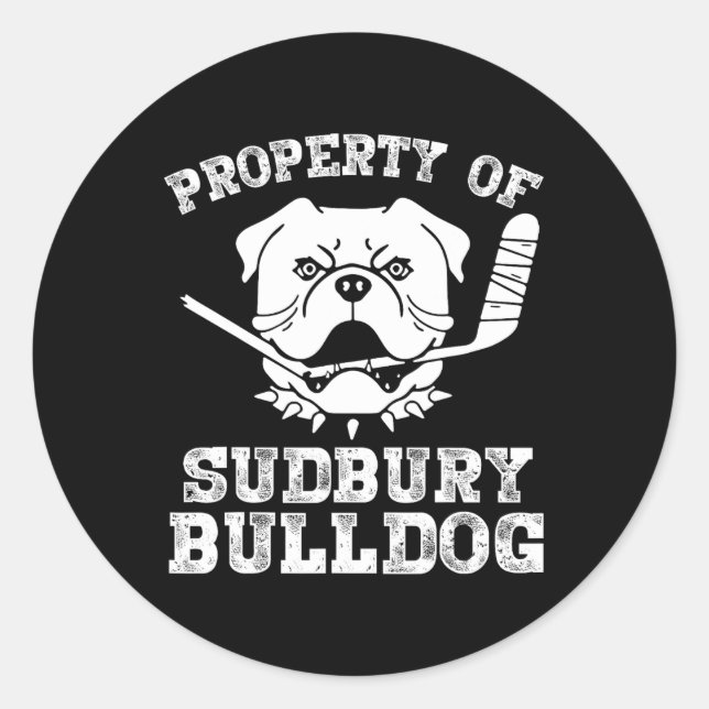 Pegatina Redonda De Sudbury Bulldog Divertido (Anverso)