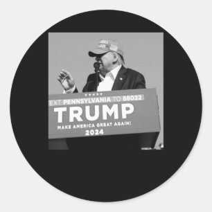Pegatina Redonda De Trump Bullet Mid Air