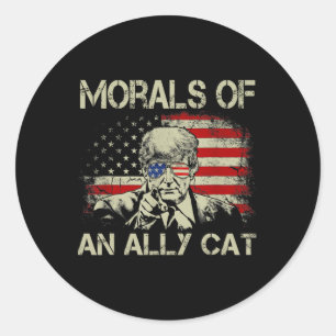 Pegatina Redonda De Un Gato De Aliado Divertido Trump 2024