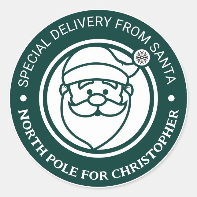 Pegatina Redonda De vacaciones de Navidades de Santa Pegatinas del  (Anverso)