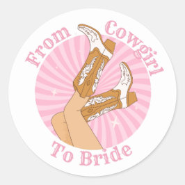Pegatina Redonda de vaquera a novia fiesta de soltera