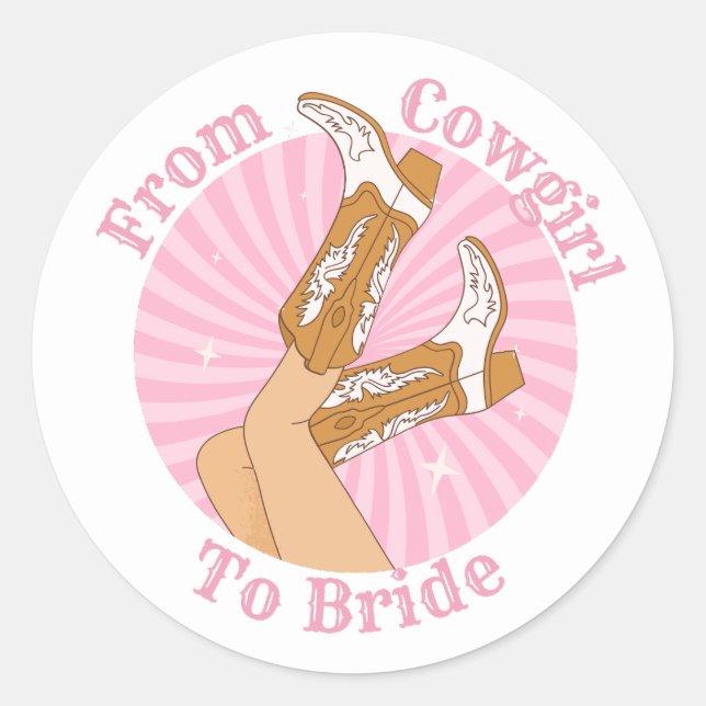 Pegatina Redonda de vaquera a novia fiesta de soltera  (Anverso)
