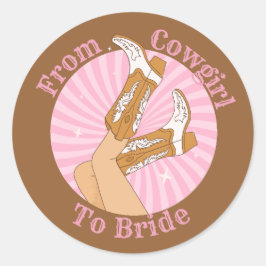 Pegatina Redonda de vaquera a novia fiesta de soltera elegante