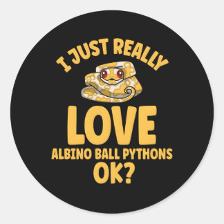 Pegatina Redonda De Verdad Me Encanta Albino Ball Pythons Ok