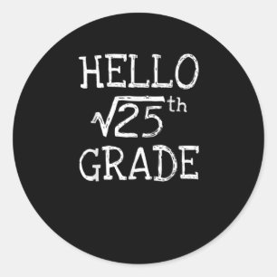 Pegatina Redonda De Vuelta A La Escuela 5° Grado Raíz Cuadrada De 2
