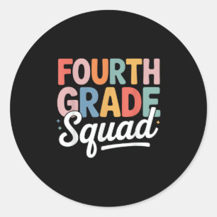 Pegatina Redonda De Vuelta A La Escuela De 4º Grado Equipo Estudian