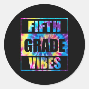 Pegatina Redonda De Vuelta A La Escuela De 5º Grado Vibes Primer Dí