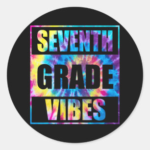 Pegatina Redonda De Vuelta A La Escuela De 7º Grado Vibes Primer Dí