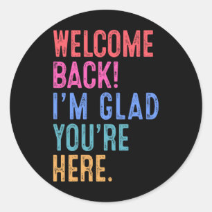 Pegatina Redonda De vuelta a la escuela de profesores bienvenidos d