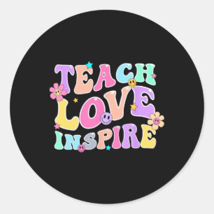 Pegatina Redonda De Vuelta A La Escuela El Amor Inspira A Los Maest
