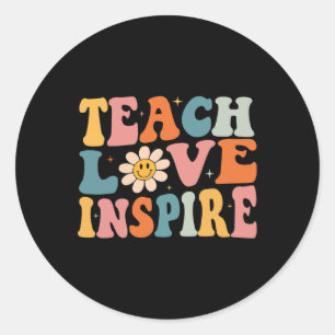 Pegatina Redonda De Vuelta A La Escuela El Amor Inspira A Los Maest