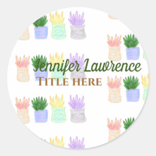 Pegatina Redonda De vuelta a la escuela el nombre del profesor sucu