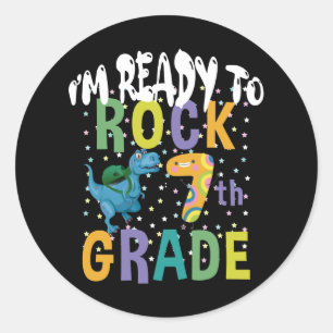 Pegatina Redonda De vuelta a la escuela Estoy listo para rockear 7º