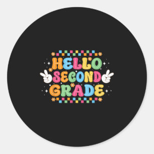 Pegatina Redonda De vuelta a la escuela Hola segundo grado Equipo d